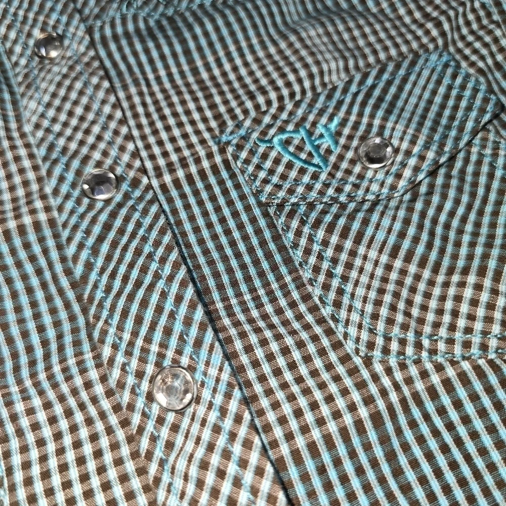 Cowgirl Hardware Plaid Embroided Long Sleeve Jewel Snap Front Shirt Size 3T